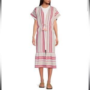 Faherty Stripe Longline Duster/Cover Up One Size (OS) in Carmine